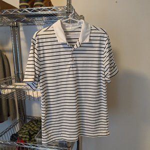 Nike Black/White Striped Dri Fit Golf Polo Small